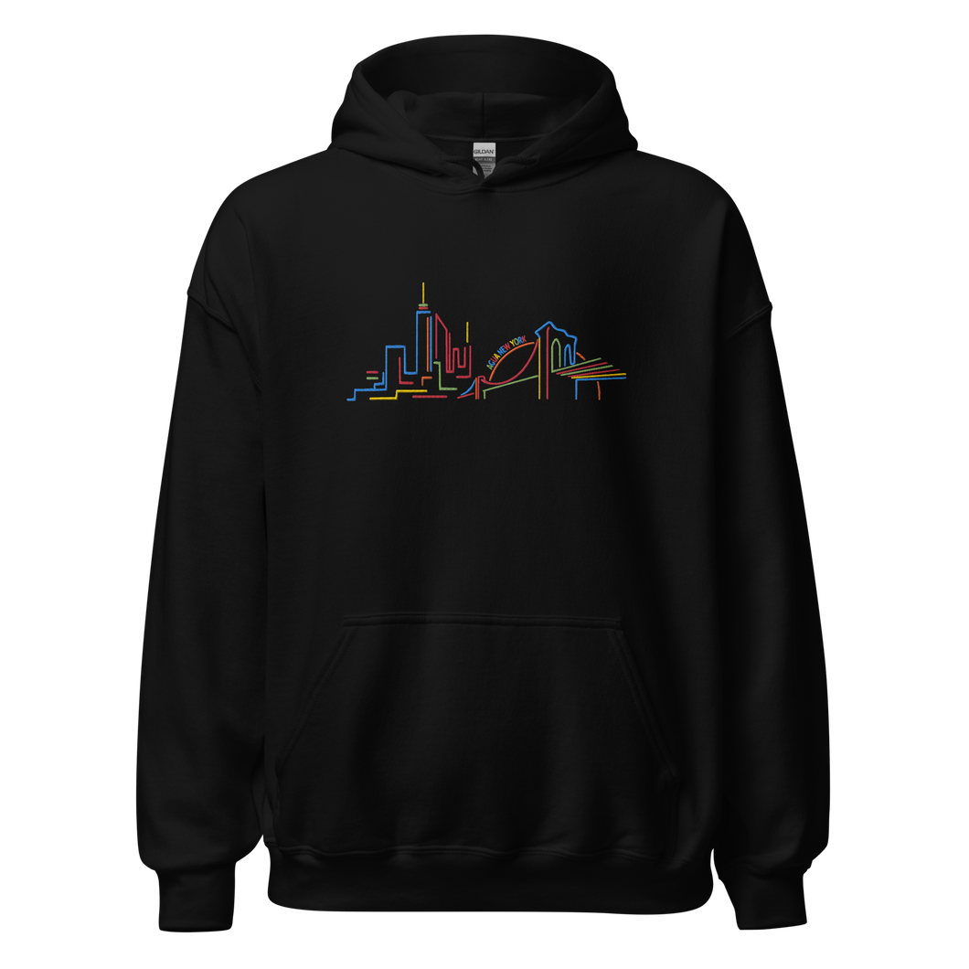 Neon Carnival Black Embroidered Hoodie