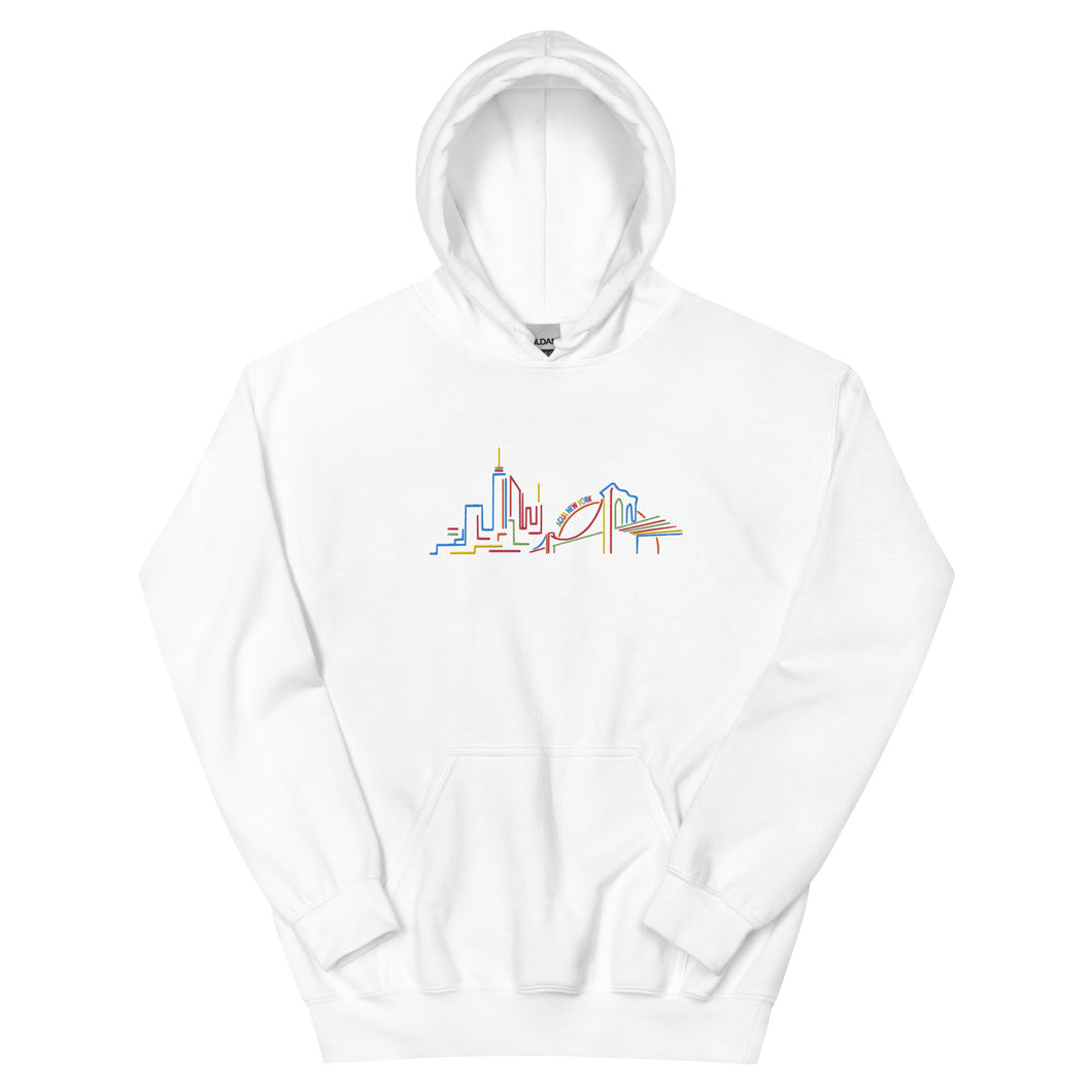 Neon Carnival White Embroidered Hoodie